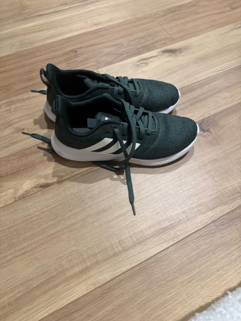 adidas Women’s Forest Green Running Sneakers with White Stripes Size 10